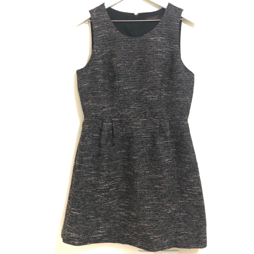 The Limited Black Shimmer Tweed Fit & Flare Dress